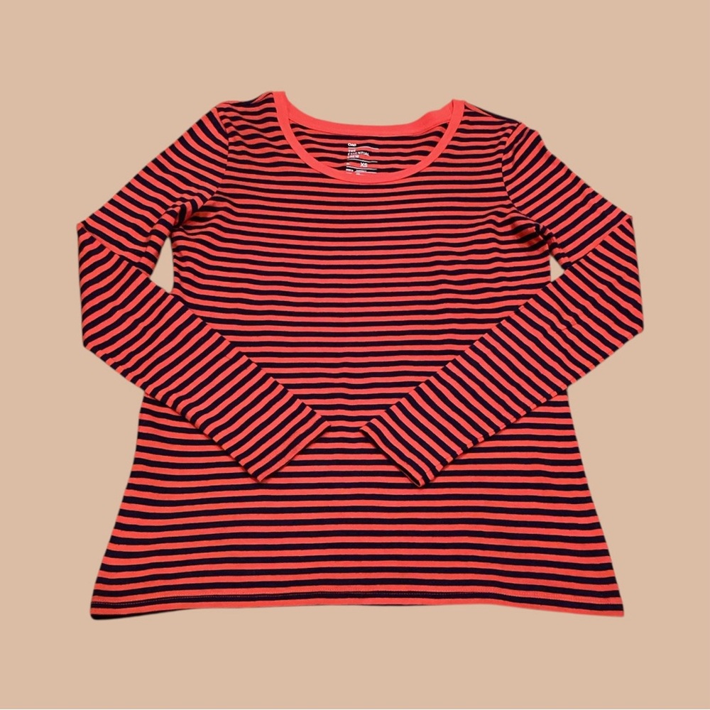 GAP Red and Navy Striped Crew Neck Top, size XS ❤️